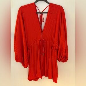 Free People Red Long Sleeve Dress